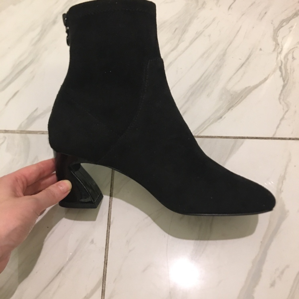 Brand new Black Stretch Suede Ankle Boots - Size 6.5